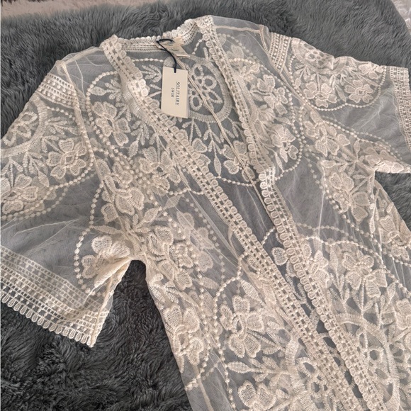 Solitaire Swim Other - Solitaire Swim Ivory Lace Kimono CoverUp NWT
